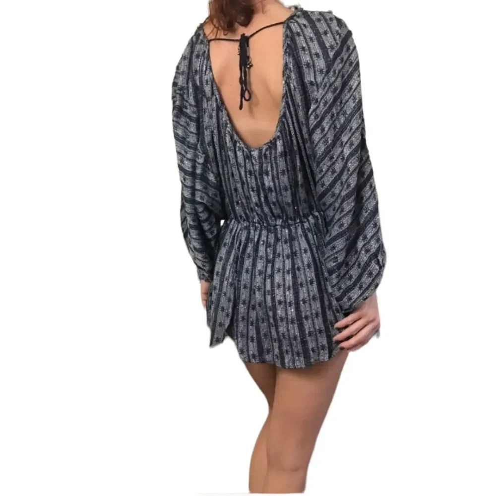 Free People Blue Boho Tunic Top size XS